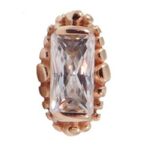 BVLA rose gold and crystal beaded baguette stud earring